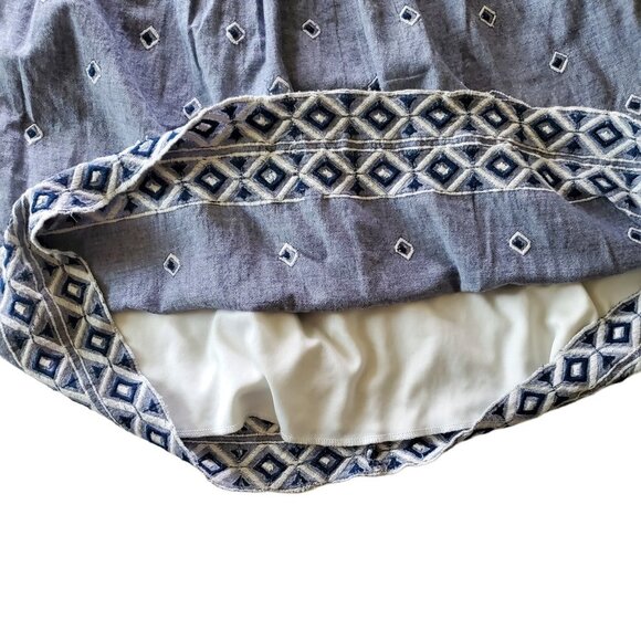 Embroidered Chambray Lined Cotton Sun Dress Jr Size 9 - Picture 7 of 11